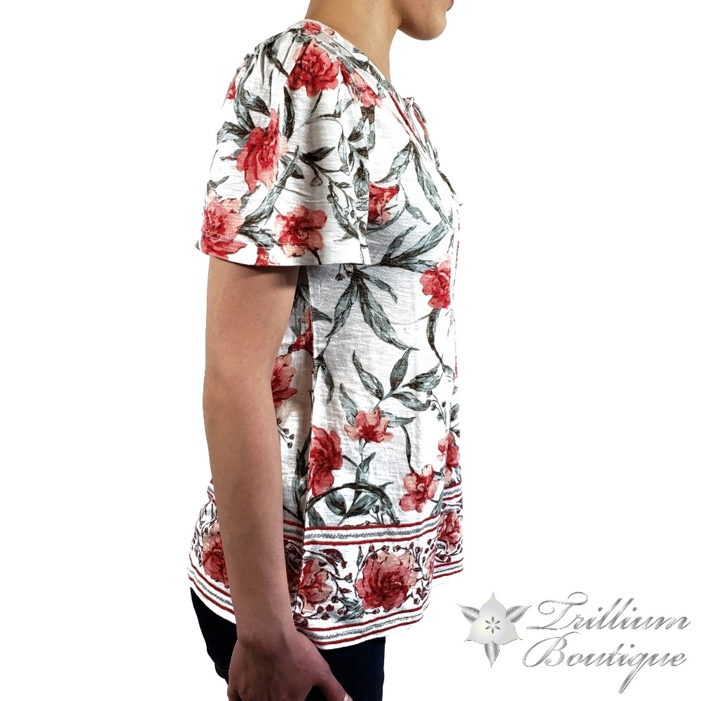 LUCKY BRAND Women's Printed Tie Front Blouse NWT - Picture 5 of 9